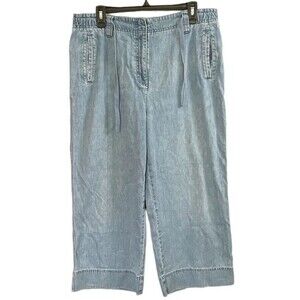 ORVIS Cropped‎ Capri Relaxed Jeans Denim Size 14 Light Blue Wash